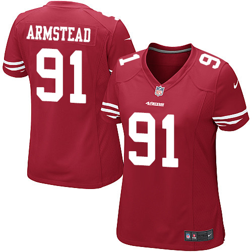 Women's Nike San Francisco 49ers #91 Arik Armstead Game Red Team Color NFL Jersey