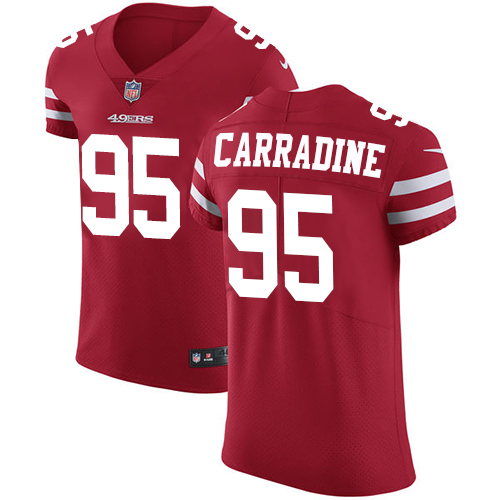 Men's Nike San Francisco 49ers #95 Cornellius Carradine Red Team Color Vapor Untouchable Elite Player NFL Jersey