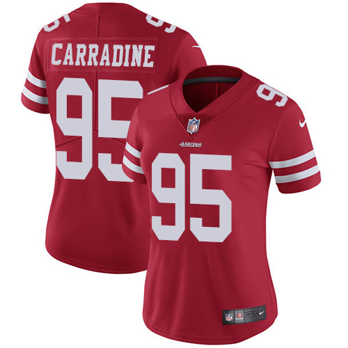 Women's Nike San Francisco 49ers #95 Cornellius Carradine Red Team Color Vapor Untouchable Elite Player NFL Jersey