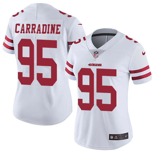 Women's Nike San Francisco 49ers #95 Cornellius Carradine White Vapor Untouchable Elite Player NFL Jersey
