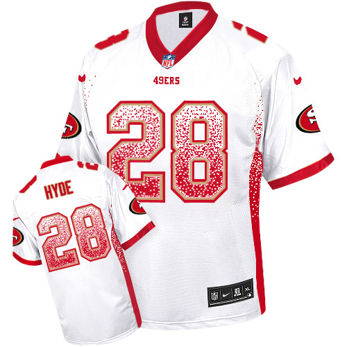 Men's Nike San Francisco 49ers #28 Carlos Hyde Elite White Drift Fashion NFL Jersey