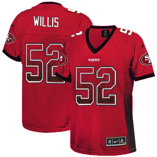 Women's Nike San Francisco 49ers #52 Patrick Willis Elite Red Drift Fashion NFL Jersey