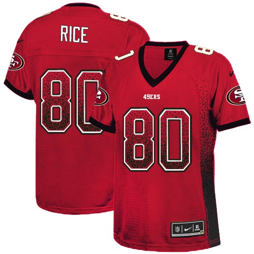 Women's Nike San Francisco 49ers #80 Jerry Rice Elite Red Drift Fashion NFL Jersey