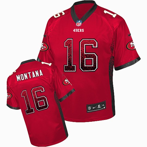Youth Nike San Francisco 49ers #16 Joe Montana Elite Red Drift Fashion NFL Jersey