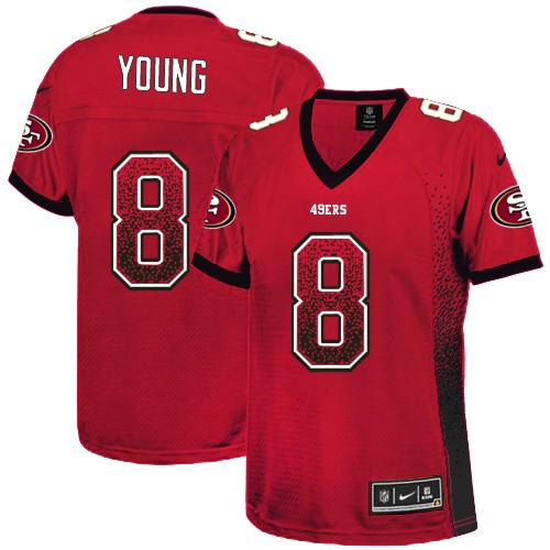 Women's Nike San Francisco 49ers #8 Steve Young Elite Red Drift Fashion NFL Jersey
