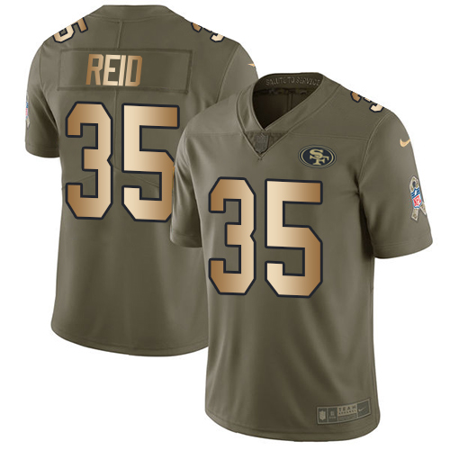 Men's Nike San Francisco 49ers #35 Eric Reid Limited Olive/Gold 2017 Salute to Service NFL Jersey