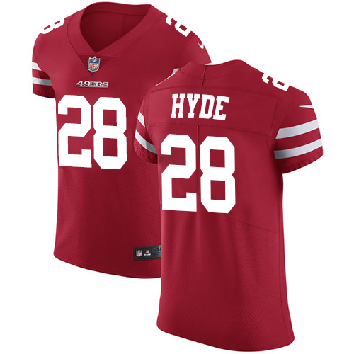 Men's Nike San Francisco 49ers #28 Carlos Hyde Red Team Color Vapor Untouchable Elite Player NFL Jersey