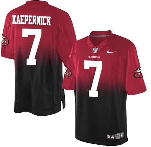 Men's Nike San Francisco 49ers #7 Colin Kaepernick Elite Red/Black Fadeaway NFL Jersey