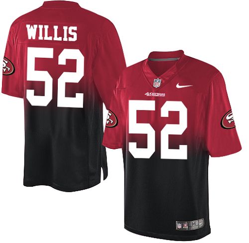 Men's Nike San Francisco 49ers #52 Patrick Willis Elite Red/Black Fadeaway NFL Jersey