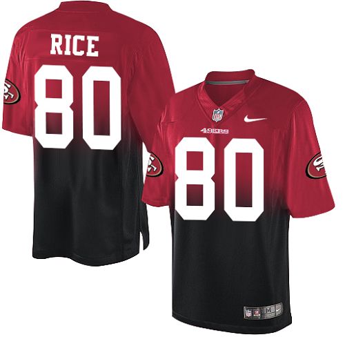 Men's Nike San Francisco 49ers #80 Jerry Rice Elite Red/Black Fadeaway NFL Jersey