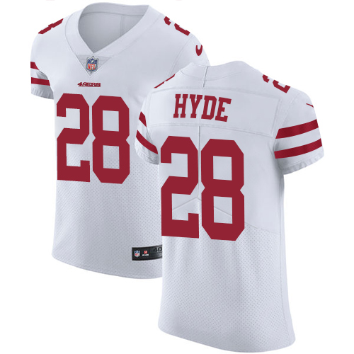 Men's Nike San Francisco 49ers #28 Carlos Hyde White Vapor Untouchable Elite Player NFL Jersey