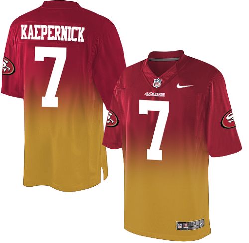 Men's Nike San Francisco 49ers #7 Colin Kaepernick Elite Red/Gold Fadeaway NFL Jersey