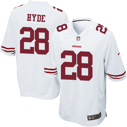 Men's Nike San Francisco 49ers #28 Carlos Hyde Game White NFL Jersey