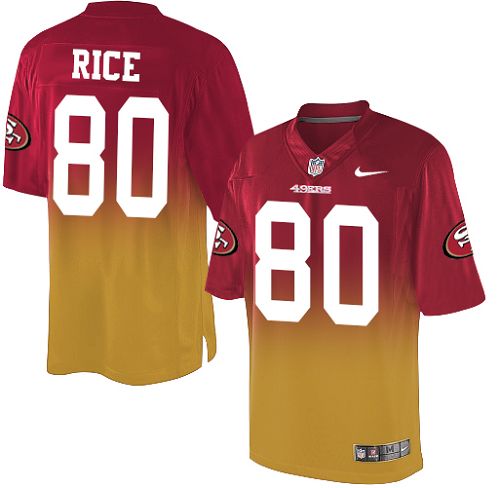 Men's Nike San Francisco 49ers #80 Jerry Rice Elite Red/Gold Fadeaway NFL Jersey
