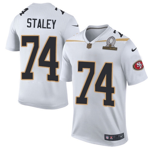 Men's Nike San Francisco 49ers #74 Joe Staley Elite White Team Rice 2016 Pro Bowl NFL Jersey
