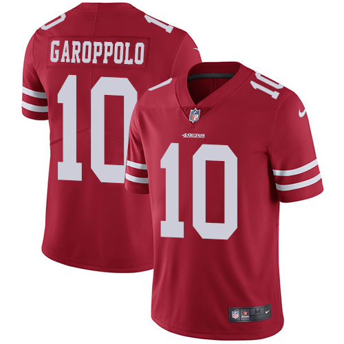 Youth Nike San Francisco 49ers #10 Jimmy Garoppolo Red Team Color Vapor Untouchable Elite Player NFL Jersey