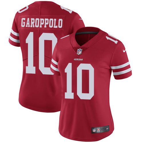 Women's Nike San Francisco 49ers #10 Jimmy Garoppolo Red Team Color Vapor Untouchable Limited Player NFL Jersey