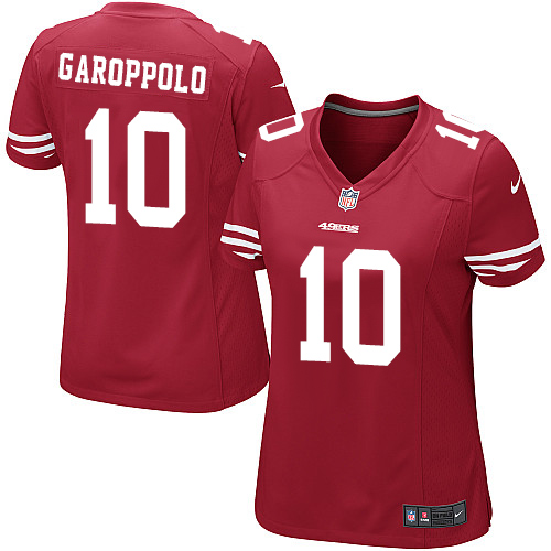 Women's Nike San Francisco 49ers #10 Jimmy Garoppolo Game Red Team Color NFL Jersey