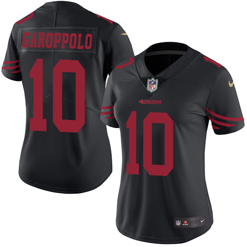 Women's Nike San Francisco 49ers #10 Jimmy Garoppolo Limited Black Rush Vapor Untouchable NFL Jersey