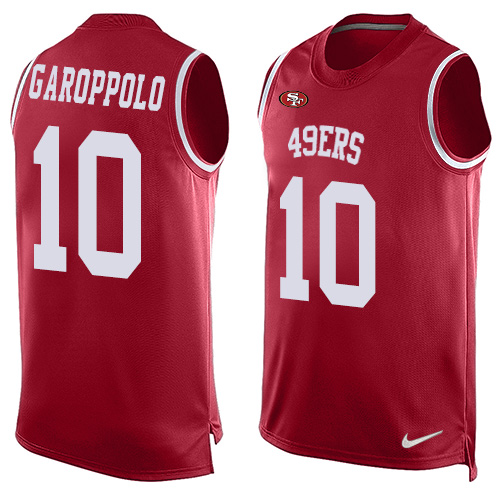 Men's Nike San Francisco 49ers #10 Jimmy Garoppolo Limited Red Player Name & Number Tank Top NFL Jersey