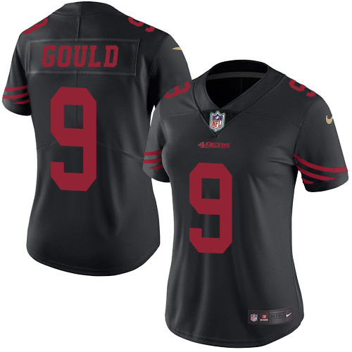 Women's Nike San Francisco 49ers #9 Robbie Gould Limited Black Rush Vapor Untouchable NFL Jersey