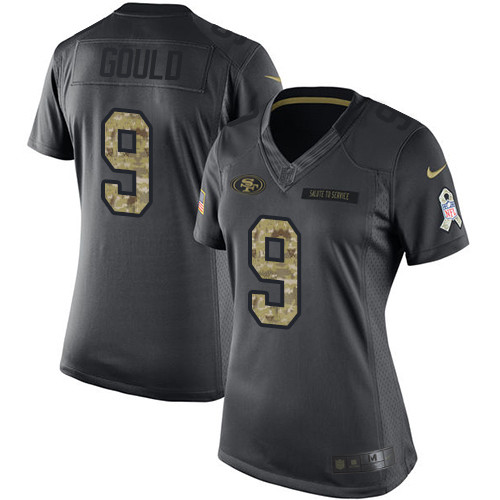 Women's Nike San Francisco 49ers #9 Robbie Gould Limited Black 2016 Salute to Service NFL Jersey