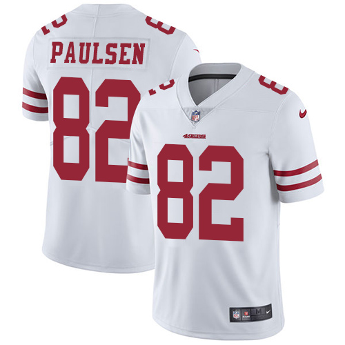 Men's Nike San Francisco 49ers #82 Logan Paulsen White Vapor Untouchable Limited Player NFL Jersey
