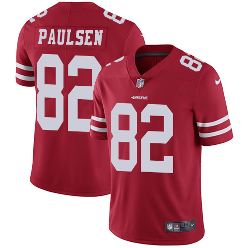 Youth Nike San Francisco 49ers #82 Logan Paulsen Red Team Color Vapor Untouchable Elite Player NFL Jersey