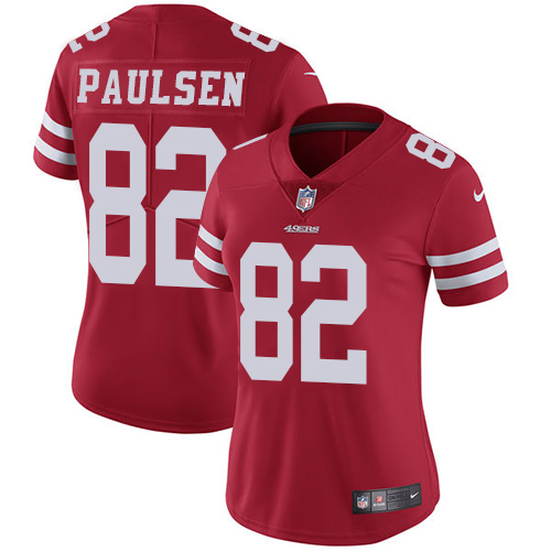 Women's Nike San Francisco 49ers #82 Logan Paulsen Red Team Color Vapor Untouchable Elite Player NFL Jersey