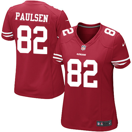 Women's Nike San Francisco 49ers #82 Logan Paulsen Game Red Team Color NFL Jersey