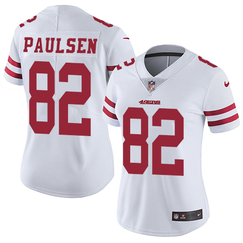 Women's Nike San Francisco 49ers #82 Logan Paulsen White Vapor Untouchable Elite Player NFL Jersey