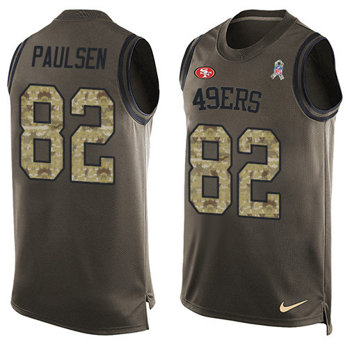 Men's Nike San Francisco 49ers #82 Logan Paulsen Limited Green Salute to Service Tank Top NFL Jersey