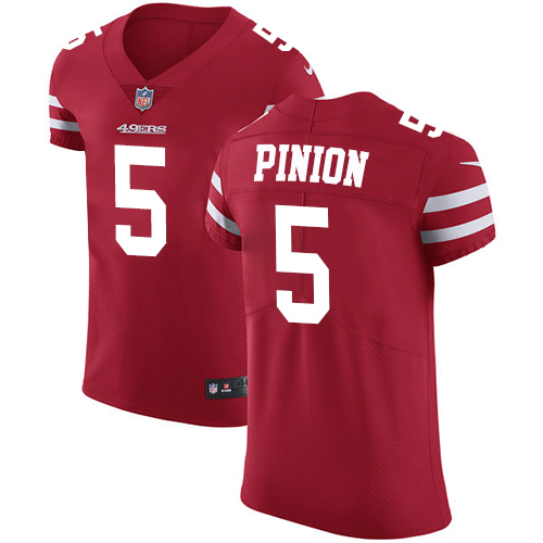 Men's Nike San Francisco 49ers #5 Bradley Pinion Red Team Color Vapor Untouchable Elite Player NFL Jersey