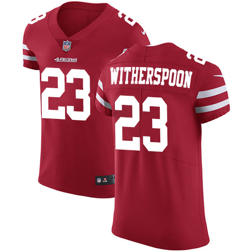 Men's Nike San Francisco 49ers #23 Ahkello Witherspoon Red Team Color Vapor Untouchable Elite Player NFL Jersey