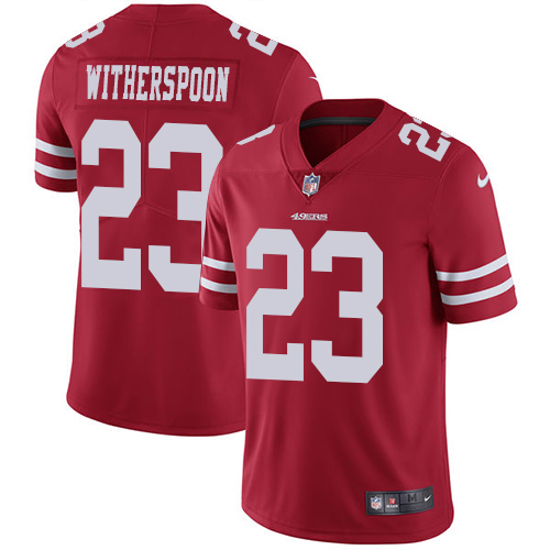 Men's Nike San Francisco 49ers #23 Ahkello Witherspoon Red Team Color Vapor Untouchable Limited Player NFL Jersey