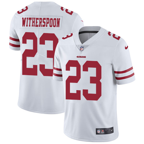 Men's Nike San Francisco 49ers #23 Ahkello Witherspoon White Vapor Untouchable Limited Player NFL Jersey