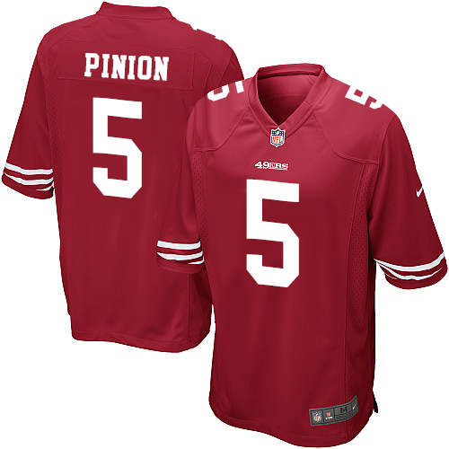 Men's Nike San Francisco 49ers #5 Bradley Pinion Game Red Team Color NFL Jersey