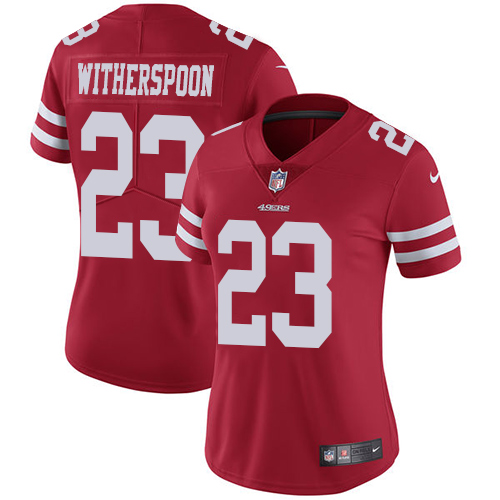 Women's Nike San Francisco 49ers #23 Ahkello Witherspoon Red Team Color Vapor Untouchable Elite Player NFL Jersey