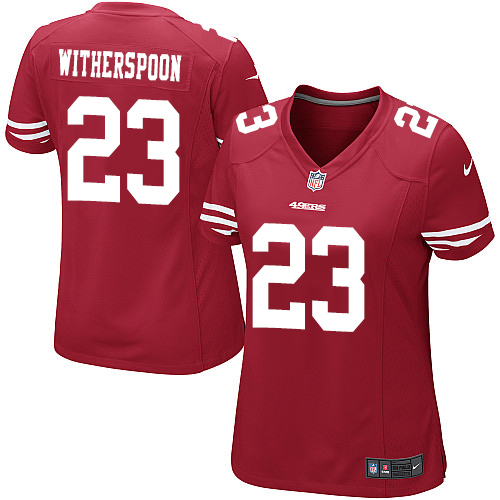 Women's Nike San Francisco 49ers #23 Ahkello Witherspoon Game Red Team Color NFL Jersey