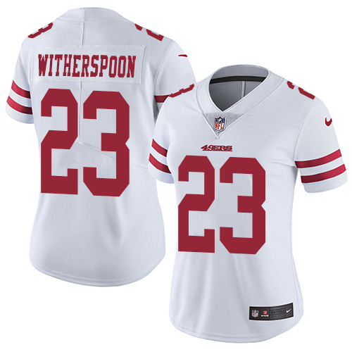 Women's Nike San Francisco 49ers #23 Ahkello Witherspoon White Vapor Untouchable Elite Player NFL Jersey