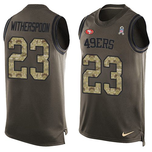 Men's Nike San Francisco 49ers #23 Ahkello Witherspoon Limited Green Salute to Service Tank Top NFL Jersey