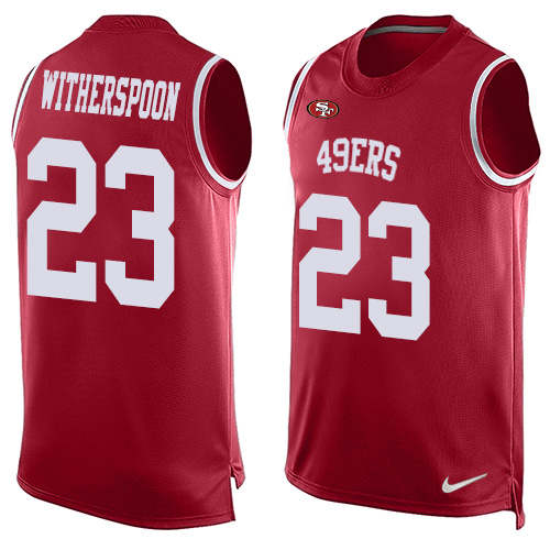 Men's Nike San Francisco 49ers #23 Ahkello Witherspoon Limited Red Player Name & Number Tank Top NFL Jersey