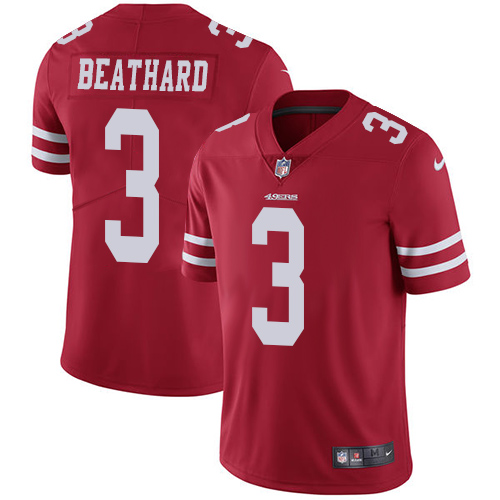 Men's Nike San Francisco 49ers #3 C. J. Beathard Red Team Color Vapor Untouchable Limited Player NFL Jersey