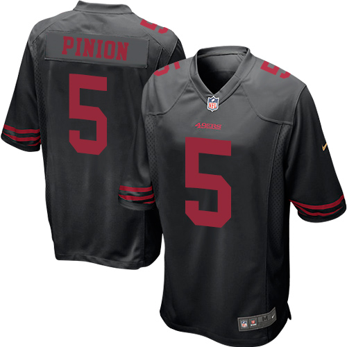 Men's Nike San Francisco 49ers #5 Bradley Pinion Game Black NFL Jersey