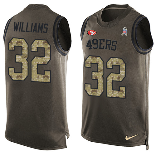 Men's Nike San Francisco 49ers #32 Joe Williams Limited Green Salute to Service Tank Top NFL Jersey
