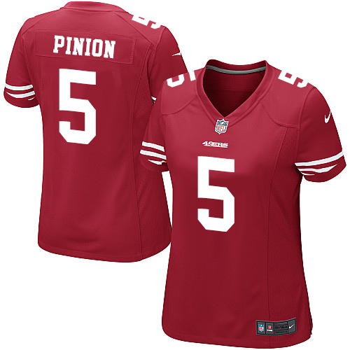 Women's Nike San Francisco 49ers #5 Bradley Pinion Game Red Team Color NFL Jersey