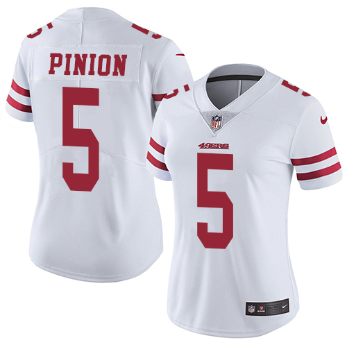 Women's Nike San Francisco 49ers #5 Bradley Pinion White Vapor Untouchable Elite Player NFL Jersey