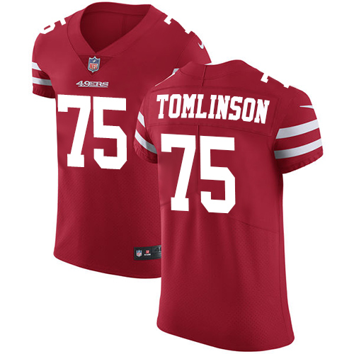 Men's Nike San Francisco 49ers #75 Laken Tomlinson Red Team Color Vapor Untouchable Elite Player NFL Jersey