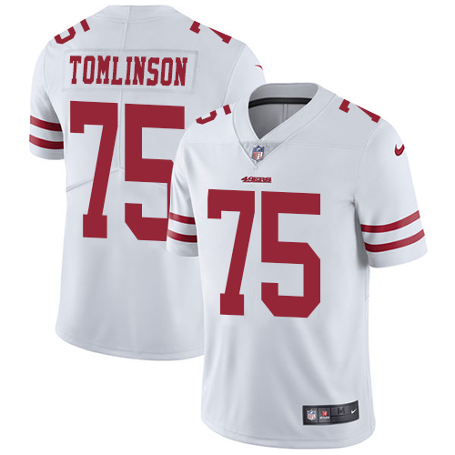 Men's Nike San Francisco 49ers #75 Laken Tomlinson White Vapor Untouchable Limited Player NFL Jersey