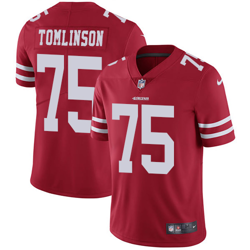 Youth Nike San Francisco 49ers #75 Laken Tomlinson Red Team Color Vapor Untouchable Elite Player NFL Jersey